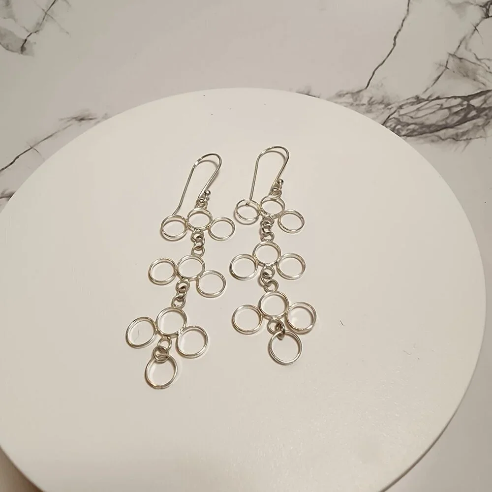 925 Silver Dangle Circle Earrings
